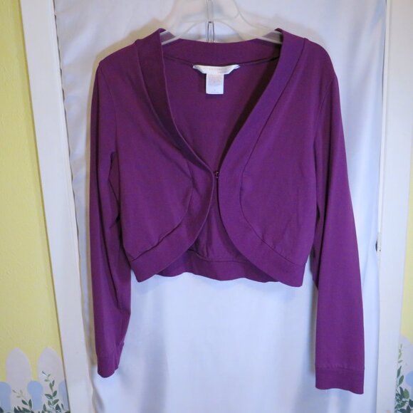 Vintage Gilligan O'Malley Purple 95% Cotton Spandex Bolero Shrug Sweater Size S - Picture 1 of 6
